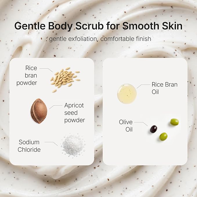MIDHA RICE SALT BODY SCRUB, 1.69fl.oz/50ml, Gentle Exfoliating Body Polish with Rice Bran & Natural Salt, Nourishing & Hydrating Korean Rice Body Scrub, Rice Bran & Apricot Seed Exfoliating Body Scrub