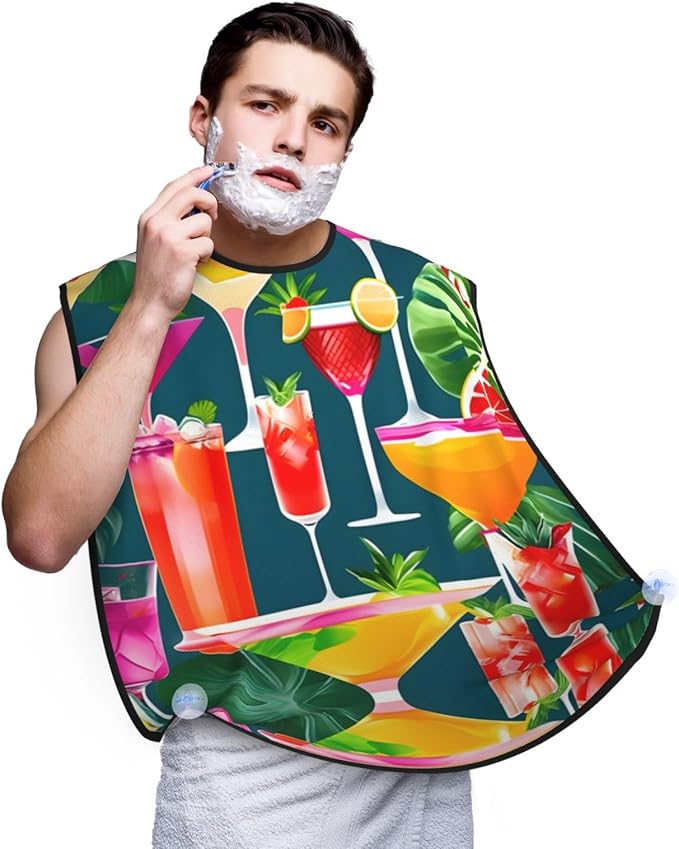 Tropical Fruit Pineapple Print Beard Bib Shaving Apron, Beard Hair Trimming Cape Gift For Dad