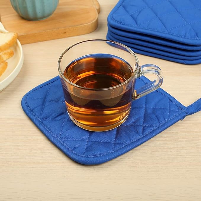 6 Pack Potholders Kitchen Pot Holders Set,Cotton Pot Holders for Kitchen 7 inch hot Pads,Heat Resistant Hot Pads for Cooking and Baking Dark Blue