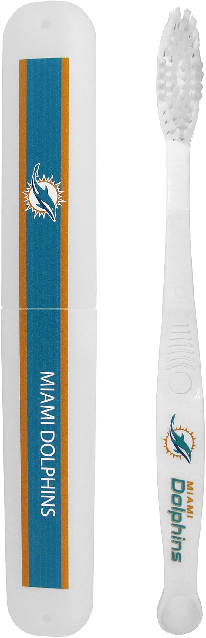 Siskiyou Sports NFL Miami Dolphins Unisex Travel Set Toothbrush and Travel Case, White, One Size