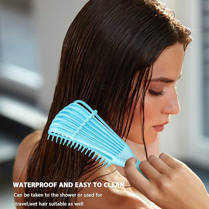 2 Pieces Detangling Brush for Afro America/African Hair Textured 3a to 4c Kinky Wavy/Curly/Coily/Wet/Dry/Oil/Thick/Long Hair, Knots Detangler Easy to Clean (Sky Blue)