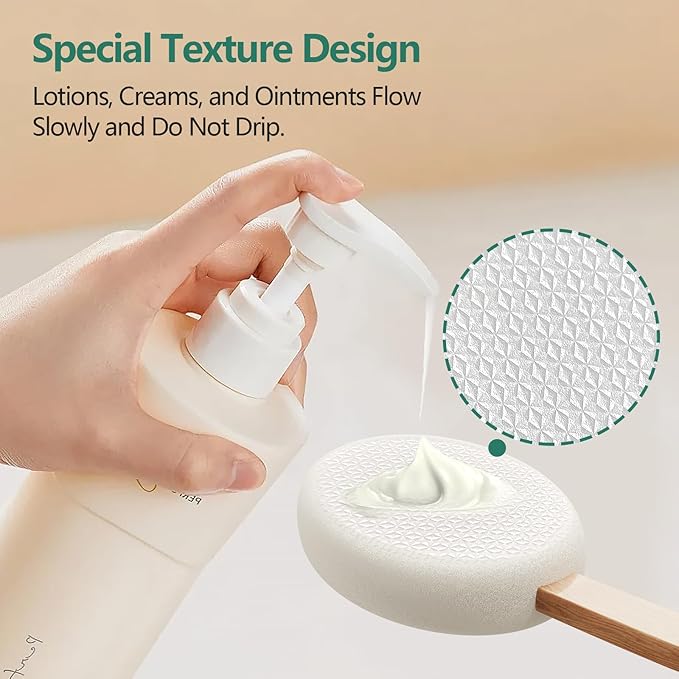 Back Lotion Applicator with 4 Replaceable Pads, Lotion Applicator for Back Self Elderly, Women, Cream Medicine Applicator with 17" Curved Handle Easy to Target Back and Feet, Colorful