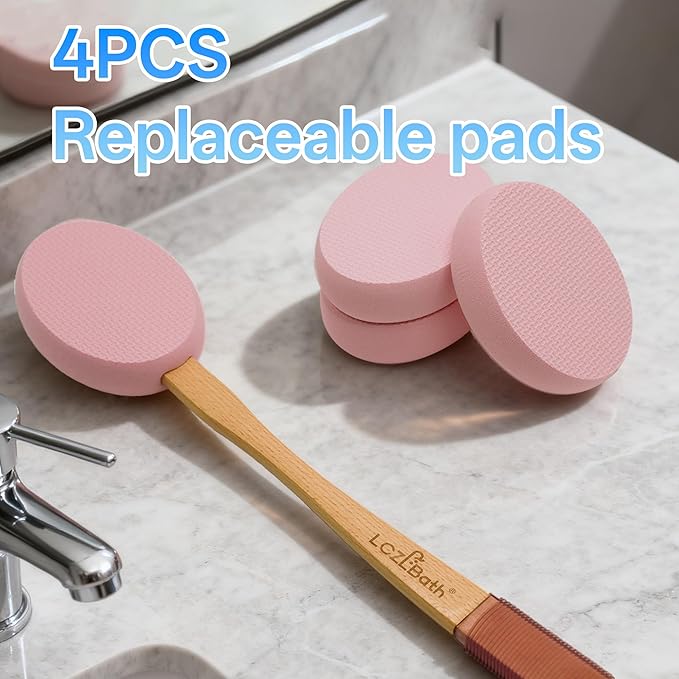 Lotion Applicator for Back Self Elderly with 4 Replaceable Pads & Long Curved Handle, Sunscreen Applicator for Kids, Seniors, Women to Apply Skin Creams, Ointment, Moisturizers and Self-Tanning Lotion