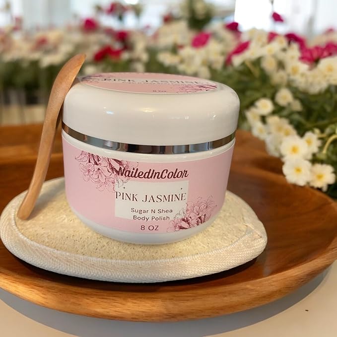 Pink Jasmine- Sugar N Shea Body Polish-Women's Skin Care-Scented Shower Scrub-Ladie's Sugar Scrub-Exfoliant-Moisturizer