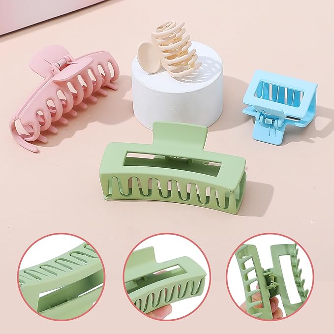 Hair Clips 16 Pcs for Women - Large and Small Matte Banana Clips for Thin, Thick, Curly Hair, Strong Hold Nonslip Hair Claws