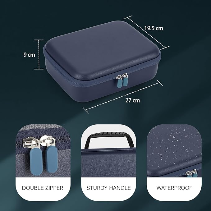 MOSLA Hard Barber Accessories Case for Hair Clippers, Mens Hair Cutting Barber Supplies Holder, Trimmer Organizer Storage Bag for Hair Cutting, Guard Grooming Kit (PU Navy blue)