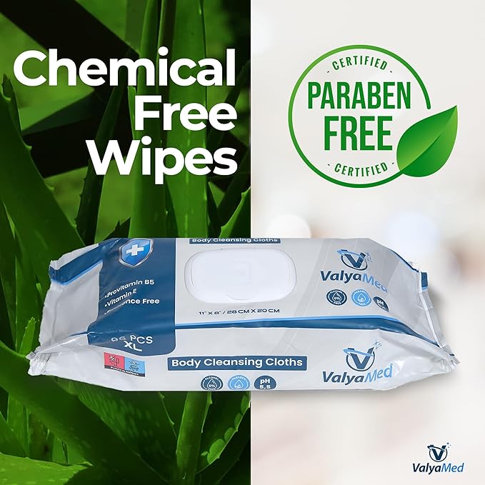 Body Wipes for Adults, XL for full Body, Adult and Elderly, Alcohol-Free Incontinence, Paraben Free, Fragrance-Free, Vitamin E, Provitamin B5-11'' x 8'' (96 Count - Single Pack)