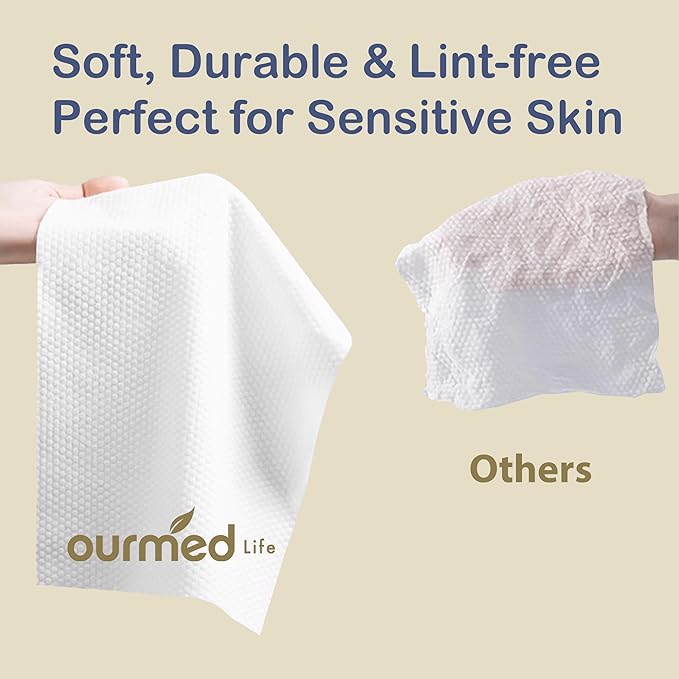Ourmed Life Compressed Towel Tablets – Portable, Individually Wrapped Disposable Face Towels, Quickly Expand with Water, Soft & Lint-Free, 12‘’x10‘’ for Travel, Camping, Hiking, Backpacking (112 Ct)