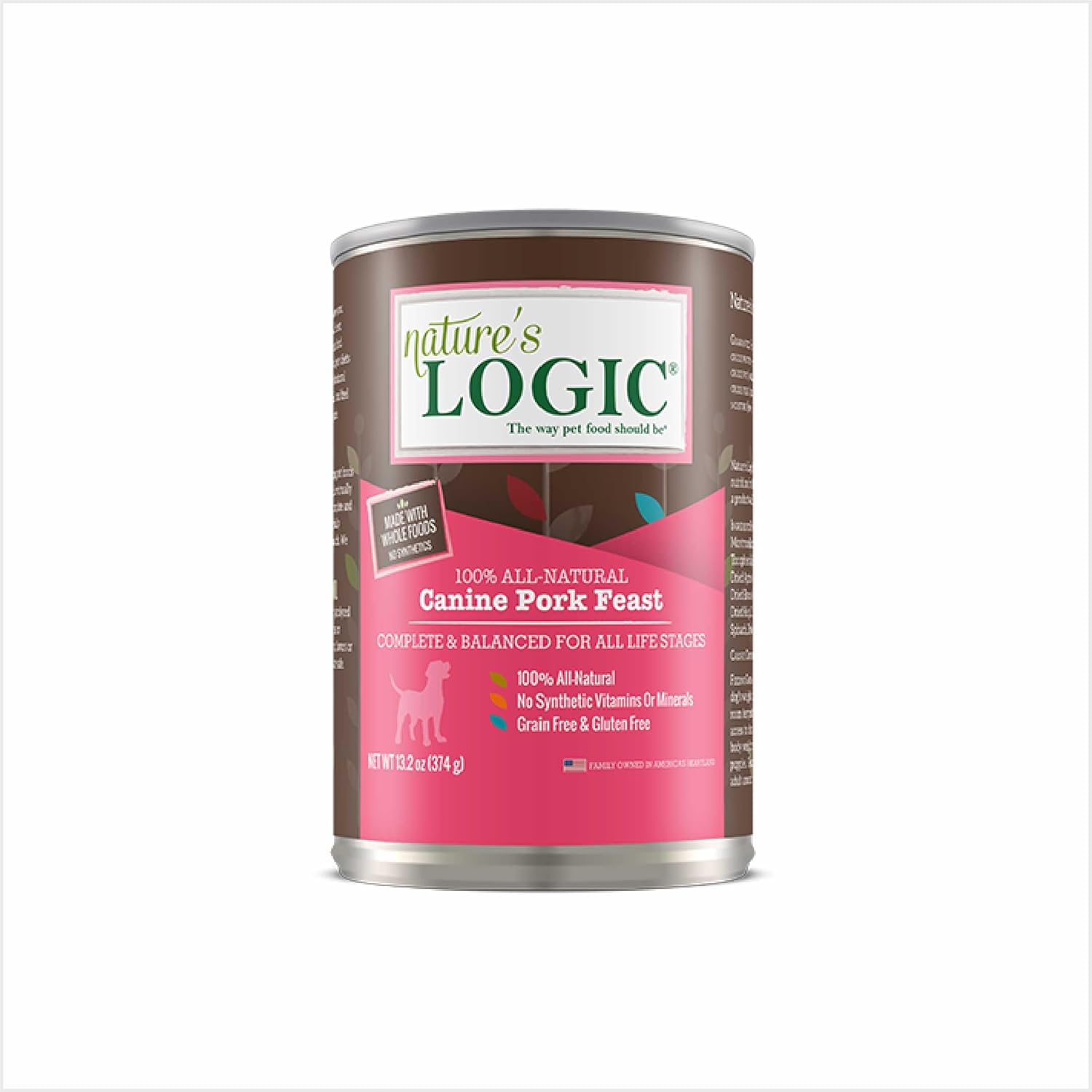 Nature's Logic Grain-Free Canned Dog Food - 95% Animal Proteins - 100% Natural Wet Dog Food Cans - No Common Allergens - All Life Stages - Ideal for Sensitive Dogs - Pork (13.2 oz, 12 Pack)