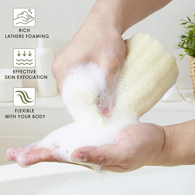 6 Pack Natural Loofah Exfoliating Body Scrubber, 5 Inches Organic Luffa Bath Sponge Exfoliating Shower Body Scrubber for Deep Cleaning & Smooth Skin, Natural Real loofah Sponge for Men & Women