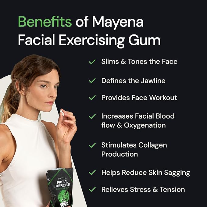 Facial Exerciser Chewing Gum | Pearl-Sized Hard Gums | Adjust Resistance by Chewing 3–5 pcs | Sugar-Free Mint Flavor | 4 Months’ Supply | Strengthen Facial Muscles, Sculpt Jawline & Tone Face Naturally