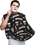 Beard Hair Catcher Bib, Waterproof Non-Stick Grooming Apron for Shaving Trimming, Perfect for Men Dad, Cool Funny Skull Tools Vintage Barber Shop Shave Bib