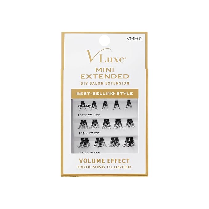 VLuxe Faux Mink Lash Cluster Mini Extended, 14 10-14mm Seamless DIY Lash Extensions, Lightweight Ultra Comfort False Eyelashes with Thin Microband for Natural Blending, Refill for Mini Lash Palette