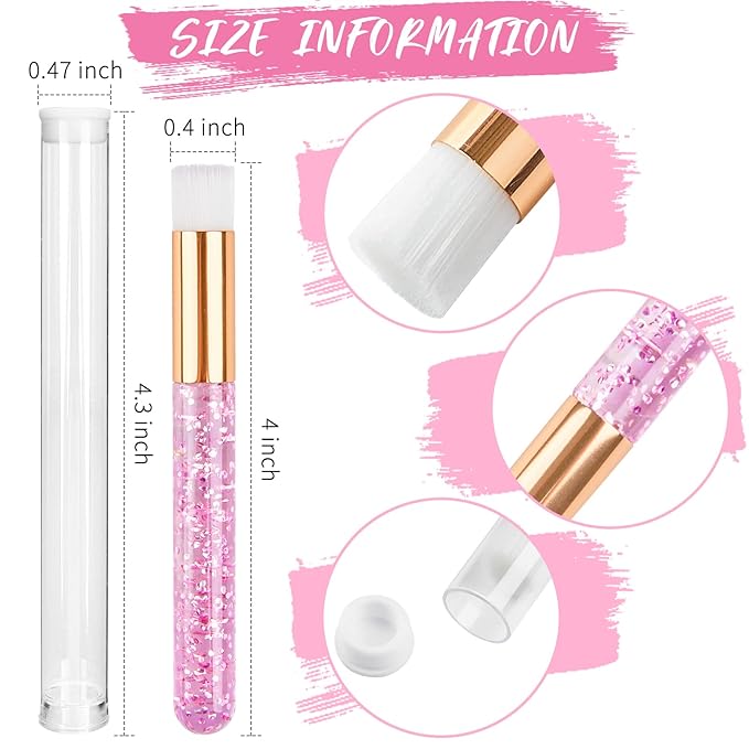 TUZAZO 40 Pieces Pink Lash Shampoo Brushes Set - 20pcs Glitter Crystal Eyelash Extension Cleanser Brush with 20pcs Plastic Travel Tube - Nose Pore Deep Cleaning Brush for Facial Cleansing