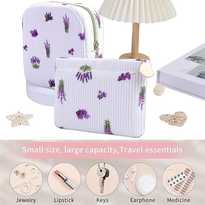 2-Pack Period Bag for Women Girls, Portable Corduroy Sanitary Napkin Storage Bag Period Pouch Small Discreet Menstrual Pouch, Sanitary Pads Period Kits Tampons Holder for First Period