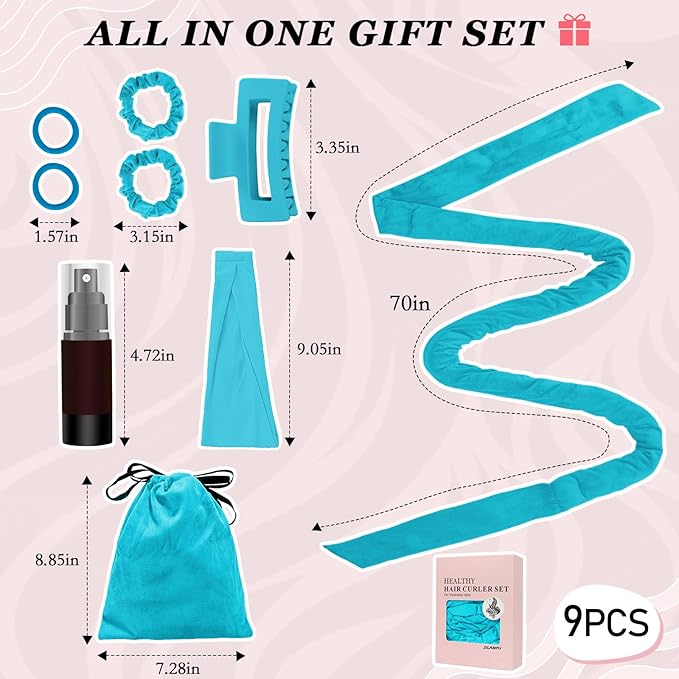 ZILAMPU Heatless Curls Overnight for Long Hair, Heatless Hair Curlers to Sleep In Overnight Curls, 70" Soft Velvet No Heat Hair Curlers Set for Women