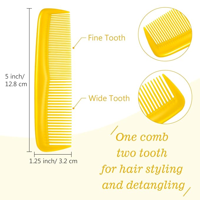 Leinuosen 12 Pieces Hair Combs Set Pocket Plastic Fine Tooth Dressing Comb for Women and Men, Peines Para Cabello(Yellow)