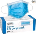 ForPro Professional Collection Single Use Ear Loop Mask, 3-Ply Disposable Non-Woven Face Mask, Latex-Free, Fiberglass-Free, Protects Against Pollen, Dust, 50-Count