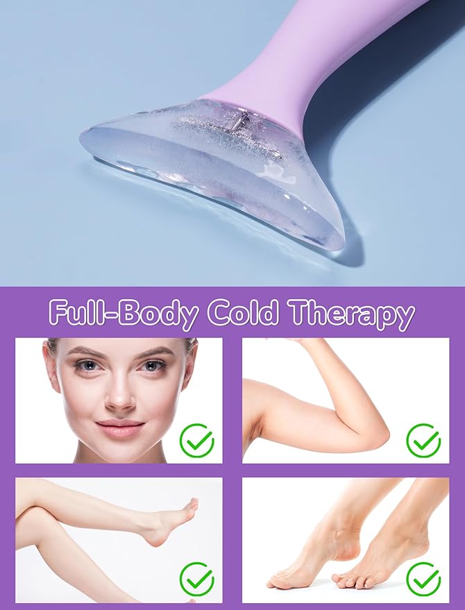 NiHome Purple Silicone Facial Ice Mold Tool, Reusable Cooling Face and Body Stick for Puffiness Relief, Pore Tightening, Sun-Exposed Skin Soothing, Headache Refreshing Care, Portable with Handle