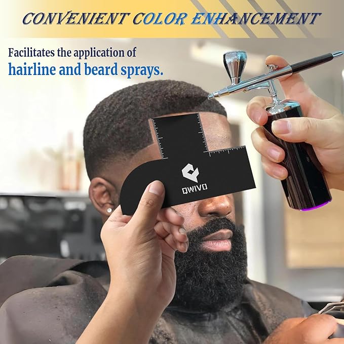 Color Enhancement Barber Card with Measurement indicators, Easy to Clean Hairline Maker for Barber Shape, Reusable Beard Line Up Tool, Color Spray Edge Hair Liner Card (Black-A)