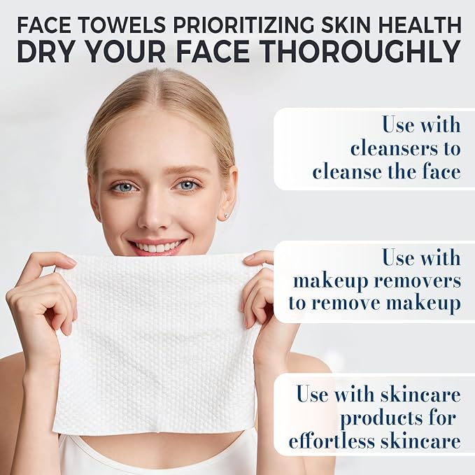 Disposable Face Towels XL,7.9" x 9.4" Large Face Towelettes Disposable,100% Viscose Fiber Extra Thick Soft Dry Wipes For Sensitive Skin,Makeup Remover,Face's Wipes,3 Travel Pack Faces Towel,30 Count