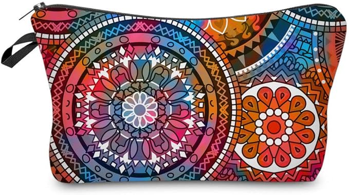 Deanfun Cosmetic Bag for Women, Mandala Flowers Waterproof Makeup Bags Roomy Toiletry Pouch Travel Accessories Gifts (51555)