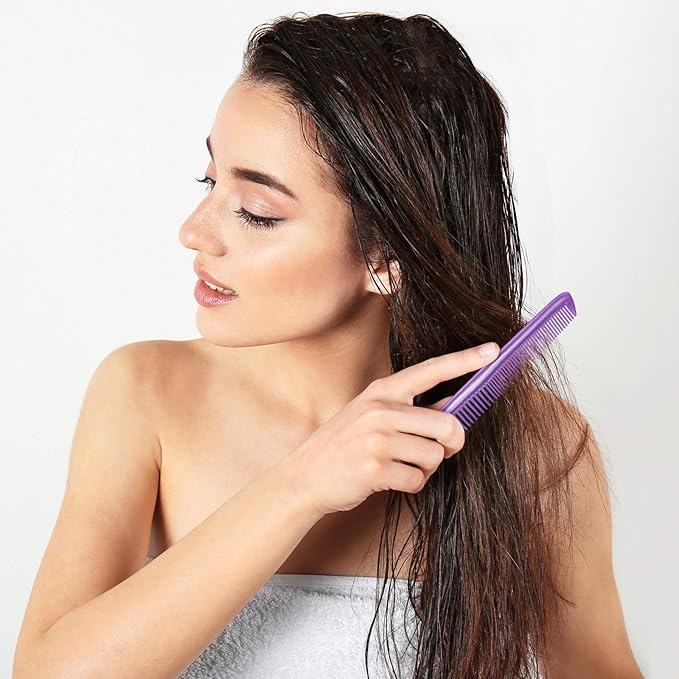 Leinuosen 12 Pieces Hair Combs Set Pocket Plastic Fine Tooth Dressing Comb for Women and Men, Peines Para Cabello(Purple)