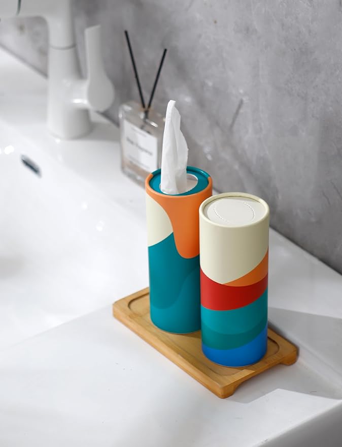 Small Car Tissues Holder with Facial Tissues - 4PK - Tisses for Car Travel Tissue Tubes Box Container for Car Cup Holder Car Tissues Cylinder