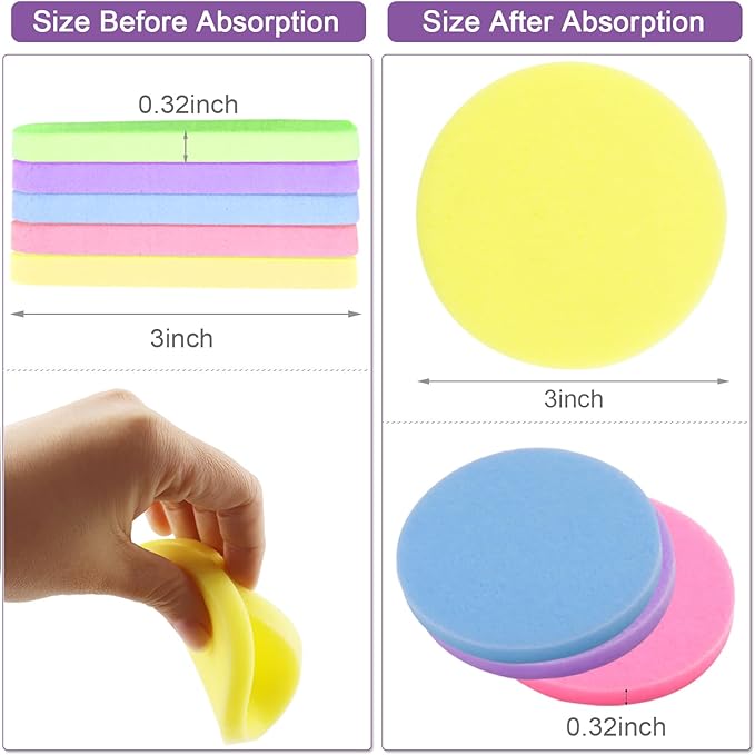 120 Count Compressed Facial Sponges, Face Cleansing Sponge for Estheticians Compress Exfoliating Spa Wash Round Makeup Removal Pads for Women