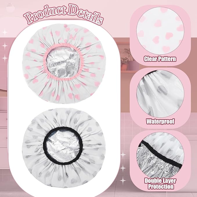 2 Pcs Deep Conditioning Hair Cap, Double Layer Heat Cap Steam Cap Processing Caps Shower Cap for Natural Hair Deep Conditioning