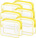 6 Pieces Clear Makeup Bags Bulk TSA Approved Toiletry Bag for Travel PVC Waterproof Clear Cosmetic Pouch with Zipper for Men and Women Carry-on Travel Essentials (Yellow)