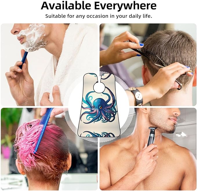 Jellyfish Pattern Print Beard Bib Shaving Apron, Beard Hair Trimming Cape Gift For Dad