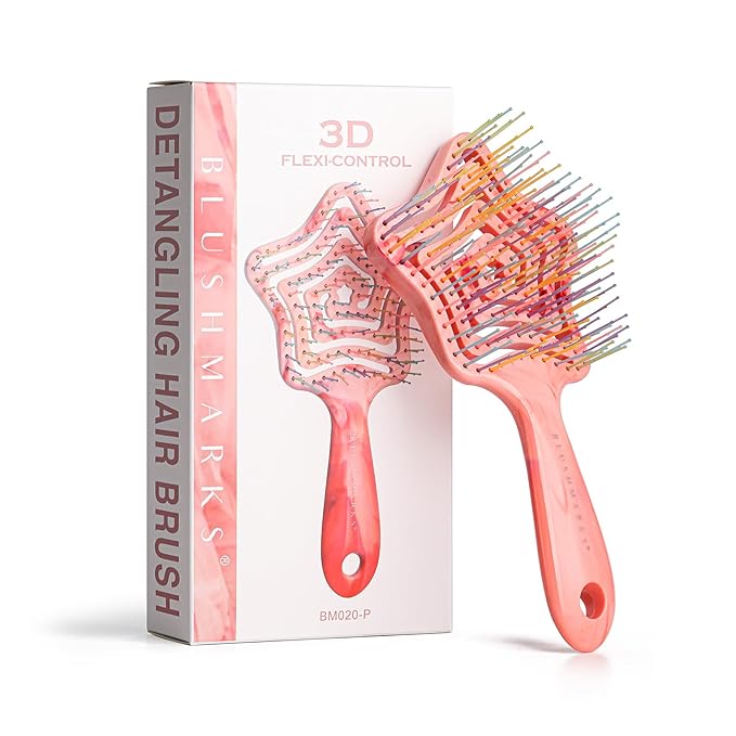 Detangling Wet Hair Brush for Thin or Straight Hair, Vented Detangler Hairbrush with Double-Layered Ultra and Soft-Nylon Bristles for Wet or Dry Hair, Gift for Women Girls Kids