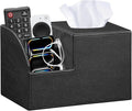 PU Leather Square Tissue Box Cover - Multi-Functional Tissue Box Holder, Tissue Box Cover with Storage,Tissue and Remote Control Holder, Cube Tissue Box Organizer Bedroom Nightstand End Table