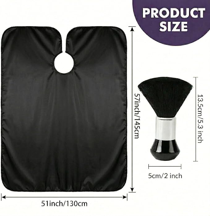 hair cutting cape set, salon barber cape with duster brush and disposable barber neck strip Salon Barber Cape for Men, Women