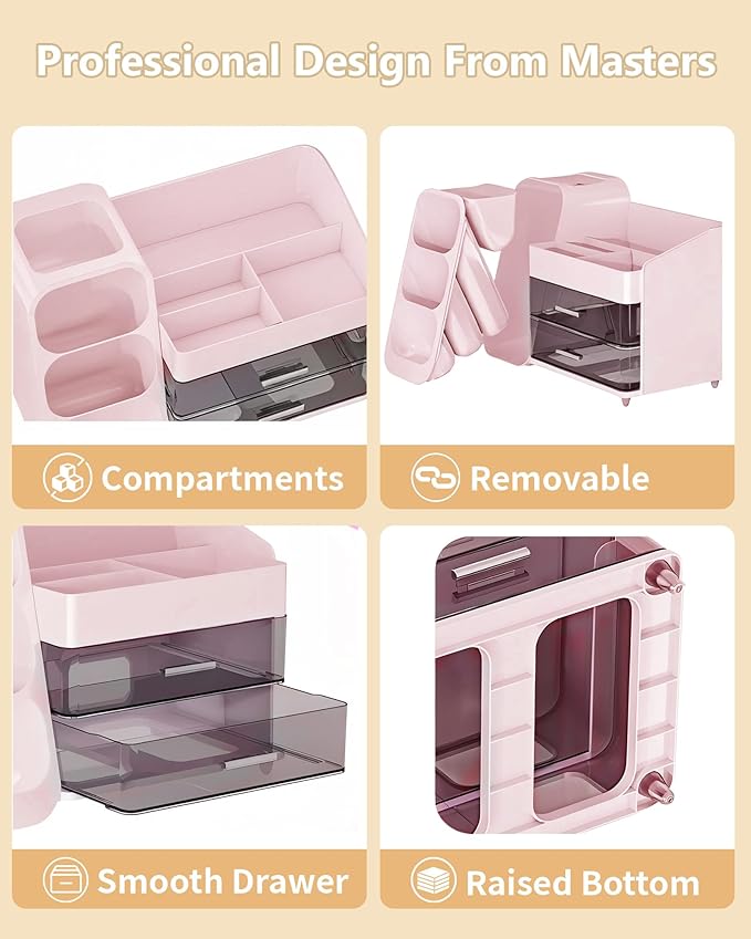 Large Capacity Makeup Organizer Countertop with Makeup Brush Holder for Vanity, Thickened Material, Bathroom Countertop Organizer Skin Care Perfumes Storage, Teen Girl Gifts for 13-25 Year
