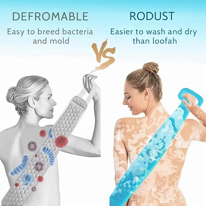 Sofine® 2 Pack Silicone Back Scrubber for Shower,36in Dual-Sided Bath Body Scrubber,Shower Brush Washer Extra Long with Handle,Back Applicator,Exfoliating Back Scrubbers for Use in Shower Men & Women
