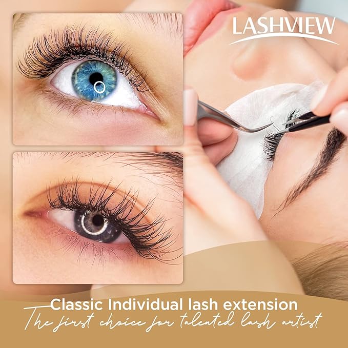 LASHVIEW Eyelash Extensions,Individual Lashes,Premium Single&Classic Lases,0.15 D Curl Thickness 12mm,3D Natural Semi Permanent Eyelashes,Soft Application-friendly, Lashes