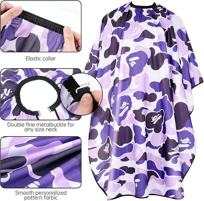 Professional Hair Cutting Cape Waterproof Barber Cape for Men Polyester Hair Styling Cape with Elastic Neckline