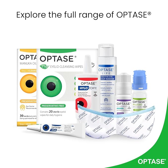 OPTASE TTO Eyelid Cleansing Wipes, 20 Count – Individually Wrapped Tea Tree Oil Eyelid Wipes – Preservative-Free Formula for Daily Use – Eye Doctor Recommended Tea Tree Eye Lid Cleanser