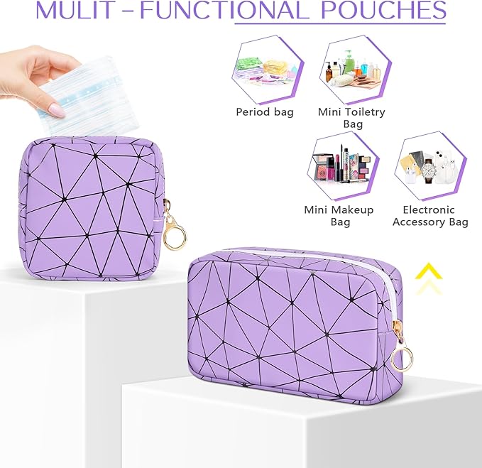 Period Bag for Teen Girls, Leather Sanitary Napkin Storage Bag, Portable Menstrual Pad Bag Period Pads Pouch, Small Make Up Bags