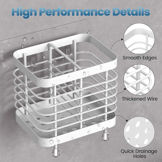 Luxspire Toothbrush Holders for Bathroom, Stainless Steel Electric Toothbrush Holder Wall Mounted, Shower Toothbrush Toothpaste Holder, Bathroom Organizer Essentials, 2 Slots, White
