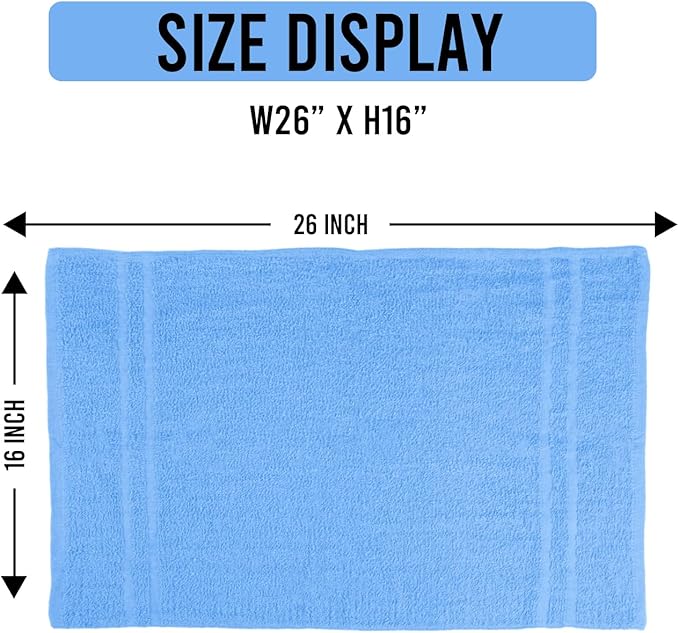 Hand Towels (Pack of 24) Light Blue Economy Salon Towels - 100% Cotton Spa Towel– 16 x 27 Inches Highly Absorbable, Facial, Gym, Hair Towels Face Towels Bulk