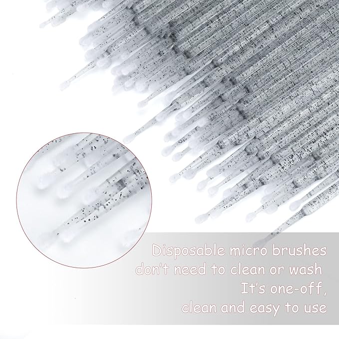 G2PLUS 500PCS Cotton Swabs, Crystal Black Disposable Micro Applicators Brush for Makeup and Personal Care, Micro Swabs for Eyelash Extensions, Nails, Eyeliner (Head Diameter: 2.5mm)