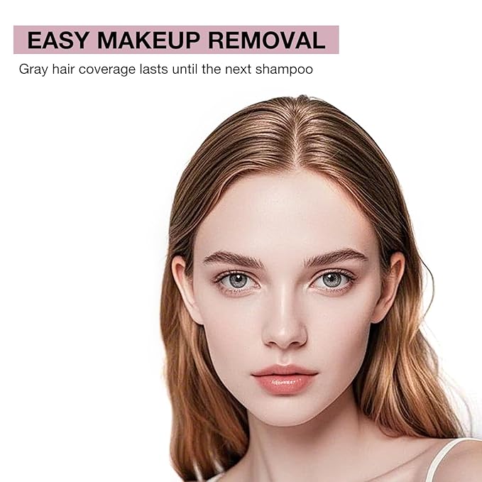 Hair Mascara for Gray Hair, 3 In 1 Hair Color Concealer Stick with Precision Applicator, Temporary Hairline Filler, Multi-Purpose Mascara for Eyebrow and Beard（Light Brown）