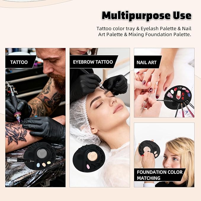 Makeup Mixing Palette, 5-in-1 Multifunction Upgraded Silicone Mixing Tray with Spatula Artist Tool for Nail-Art, Eye Shadow, Lipstick, Eyelash Makeup Foundation Mixing Palette 5.7x4.8 Inches Black