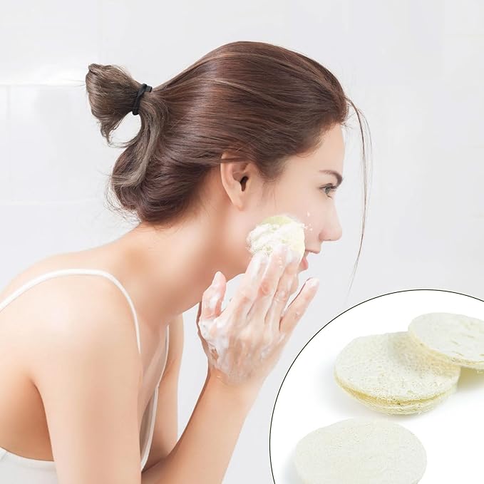 36 Pack Natural Loofah Sponge Exfoliating Face Pads, Facial Body Scrubbers Pad, When Bath Shower and Spa, Loofa Sponges Brush Scrub, Bulk Loofahs Scrubber, Cleansing Skin for Women and Men