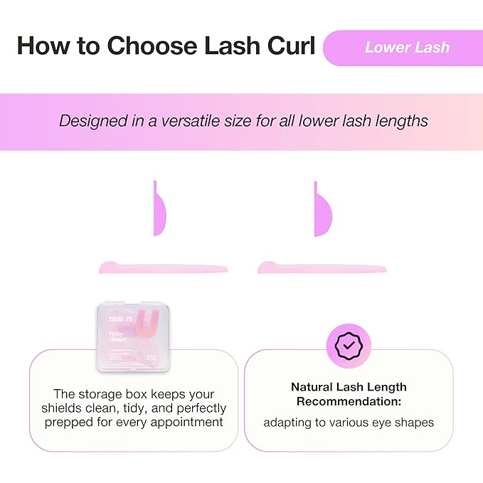Curacoro Lower Lash Lift Shields, 4 Pcs Lash Lift Pads Self Adhesive, Bottom Eye Rods for Lifting and Curling, Reusable Silicone Tools for Eyelash Perm Lamination