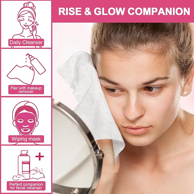 FACEMADE 240 Count (2 packs) Disposable Face Towels, 100% USDA Biobased Face Towelettes Disposable, Clean Facial Towels for Makeup and Clean Skin, Super Soft and Thick Dry Wipes Club