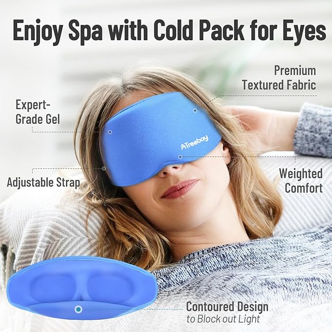Cooling Eye Mask, Cold Eye Mask for Puffiness, Reusable Ice Eye Masks for Dark Circles, Puffy Eyes, Relieve Migraines and Headaches with Gel Eye Masks Therapy, Long-Lasting Comfort (Deep Blue of 3D)